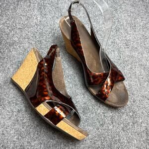 UGG Cheetah Print Leather Wedge Shoes Size 9